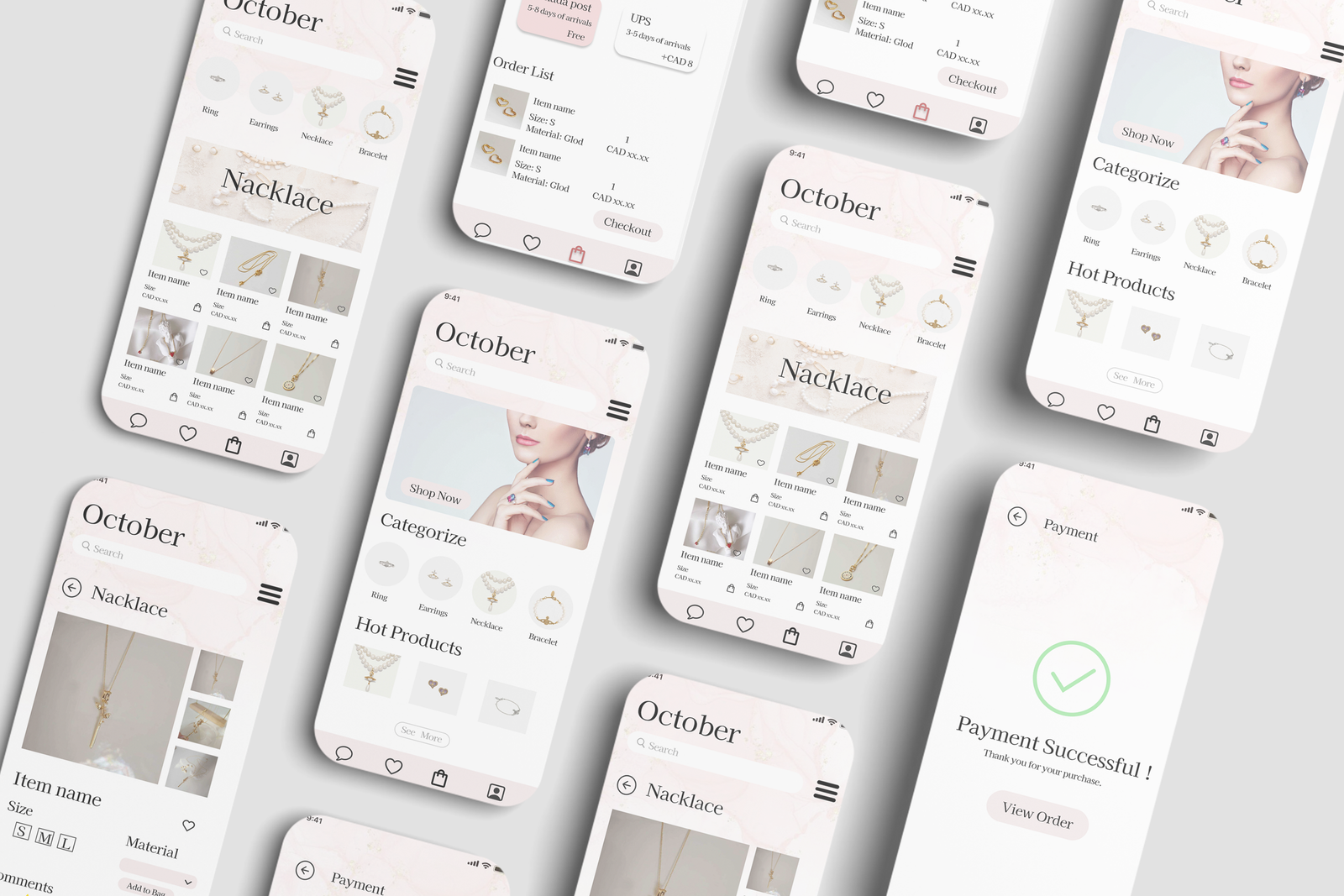 October shopping app designsite Mockup