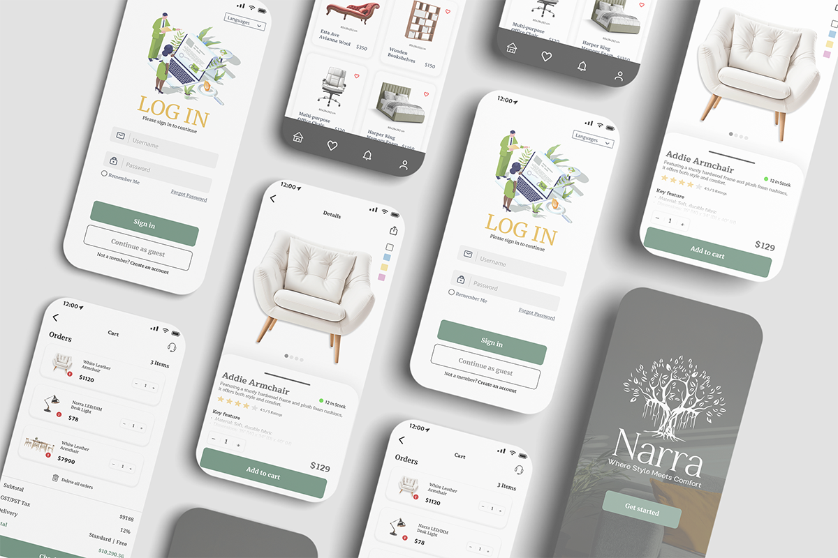 Narra Furniture App Mockup